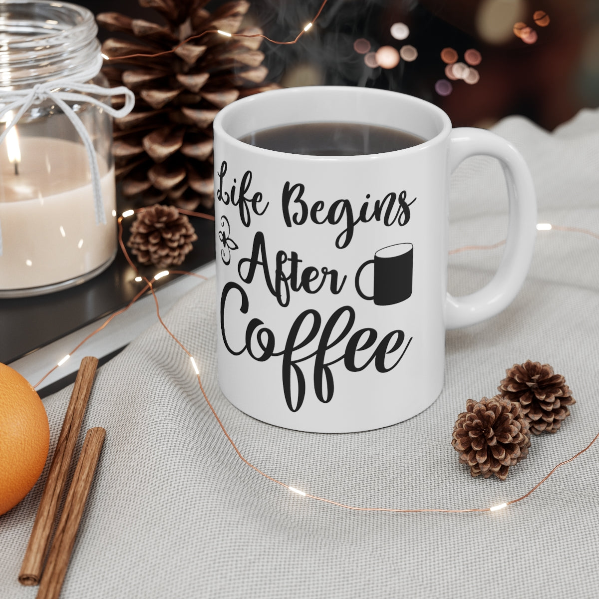 Life Begins After Coffee Ceramic Mug 11oz